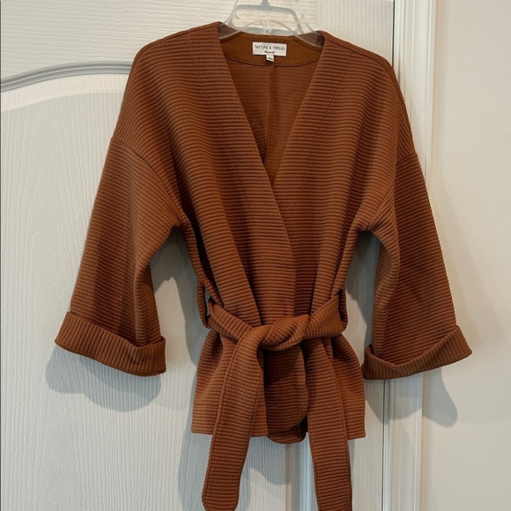 MADEWELL LIKE NEW Brown Ribbed Wrap Cardigan